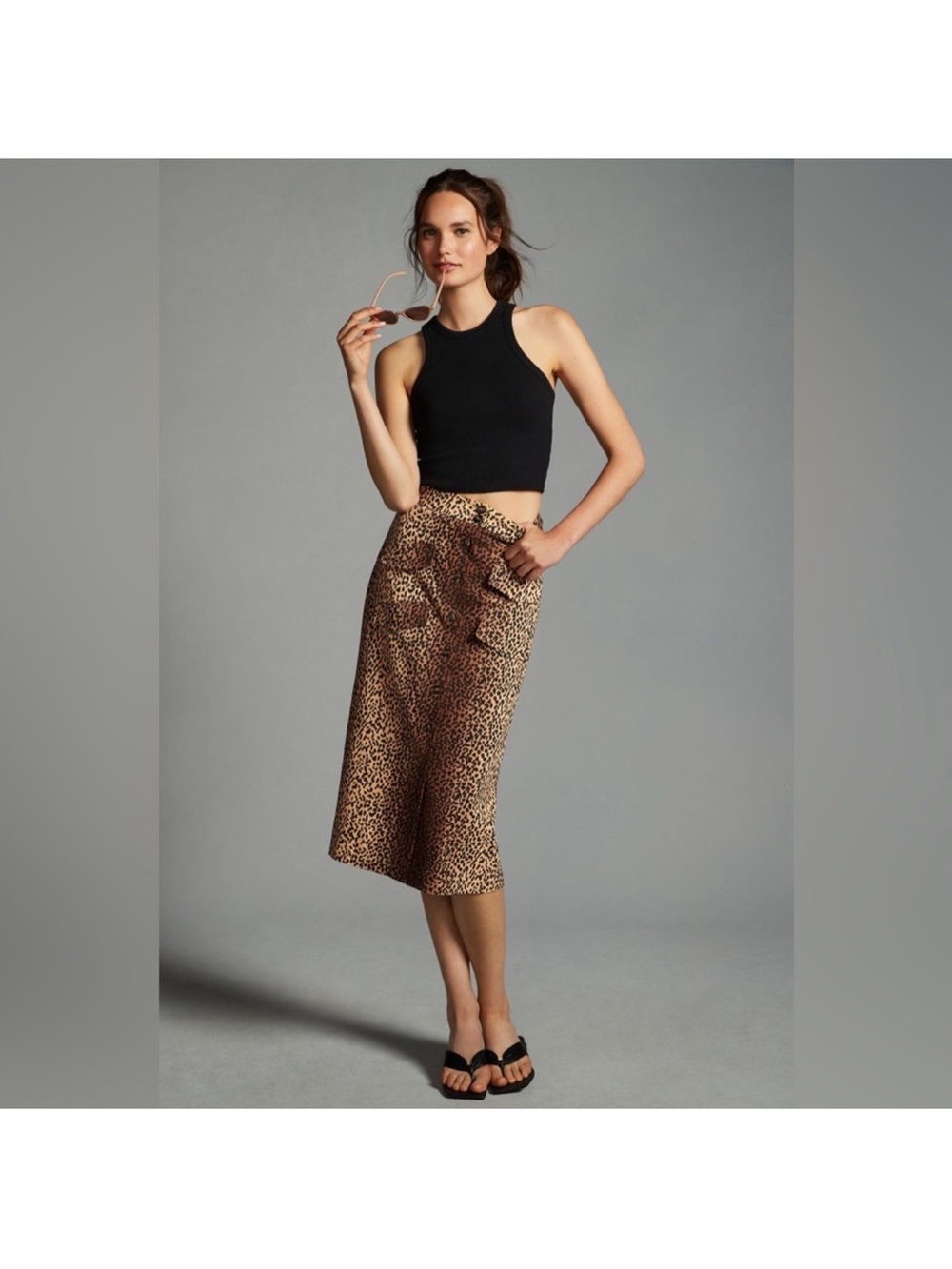 Mare Mare x Anthropologie Cheetah Leopard Utility Midi Skirt Size XL